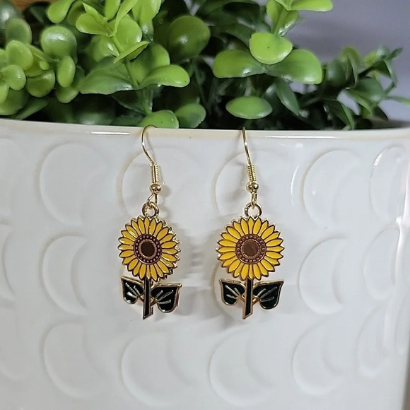 Sunflower Drop Earrings - Picture 2 of 5